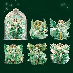 5 adesivo autoadesivo per animali domestici, per regali decorativi per feste, angelo, verde lime, 90.5~100x89.5~97.5x0.2mm, 5 pc / set