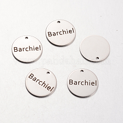 Lackiert Edelstahlanhänger, flach rund mit Wort Barchiel, Edelstahl Farbe, 20x1 mm, Bohrung: 2 mm