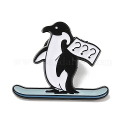 動物エナメルピン  バックパックの衣類用の黒合金ブローチ  ペンギン  24.5x30x1.5mm