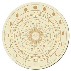 Carved Wooden Board, Flat Round, Sun Pattern, 200x5mm