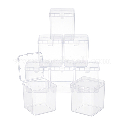 SuperZubehör 8 Packung Kunststoffperlen Aufbewahrungsbehälter Boxen mit Deckel 6.5x6.7x7.3cm kleine quadratische Kunststoff-Organizer Aufbewahrungsboxen für Perlen Schmuck Bürohandwerk