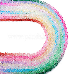 Pandahall 9 нити 9 цвета прозрачная краска для выпечки стеклянные бусины нити, сегментированные разноцветные бусины, треугольные, разноцветные, 4.5x4x3.5 мм, отверстие : 1 мм, около 134~137 шт / нитка, 13.27~13.39'' (33.7~34 см), 1 прядь / цвет