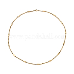 Vakuumplattierte 304-Säulen-Gliederkette aus Edelstahl mit Perlen, Box-Ketten-Halskette, golden, 23.86 Zoll (60.6 cm)