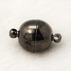 Messing-Magnetverschlüsse mit Schlaufen, Runde, Metallgrau, 14x8 mm, Bohrung: 1.5 mm