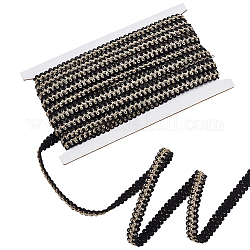 Cinta de encaje trenzado de poliéster de 10 yarda Wadorn, para accesorios de ropa, patrón de onda, negro, 1/2 pulgada (13 mm)