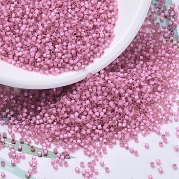 Perline miyuki delica, cilindro, perline giapponesi, 11/0, (alabastro foderato argento rosa tinto db0625), 1.3x1.6mm, Foro: 0.8 mm, circa 2000pcs/10g