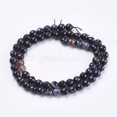 Натуральные полосатые агатовые / полосатые агатовые бусинки G-P364-11-6mm-1