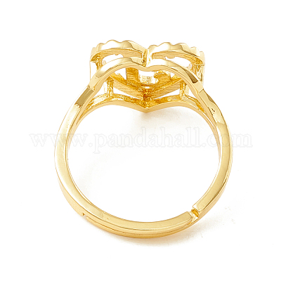 Настоящие 18-каратные позолоченные латунные регулируемые кольца с алфавитом RJEW-M139-18Y-1