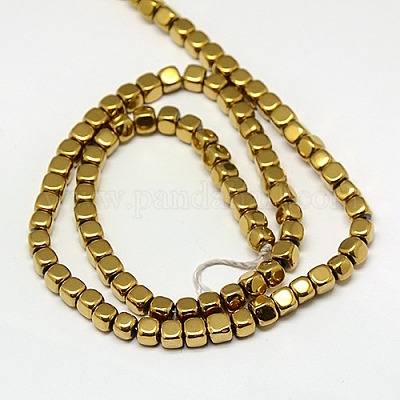 Гальванизировать немагнитных синтетический гематит бисер пряди G-J172-3x3mm-07-1