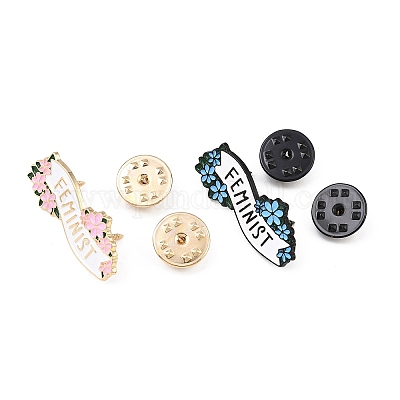 Феминистка с цветочными эмалевыми булавками JEWB-D306-01-1