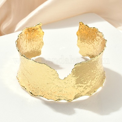 Латунь манжеты браслеты для женщин BJEW-A038-01B-G-1