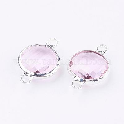 Плоские круглые соединители из латуни и стекла с серебряным покрытием GLAA-M004-B-03S-1