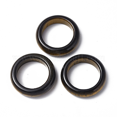 Однотонное кольцо из натурального тигрового глаза RJEW-P044-01A-07-1