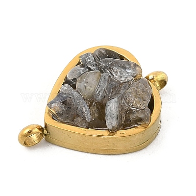 Подвески в форме сердца из нержавеющей стали 304 с натуральным смешанным драгоценным камнем KK-P300-31G-1