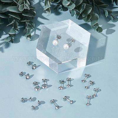 200 шт. 4 стиля фурнитуры для сережек-гвоздиков из нержавеющей стали 304 STAS-UN0058-11-1