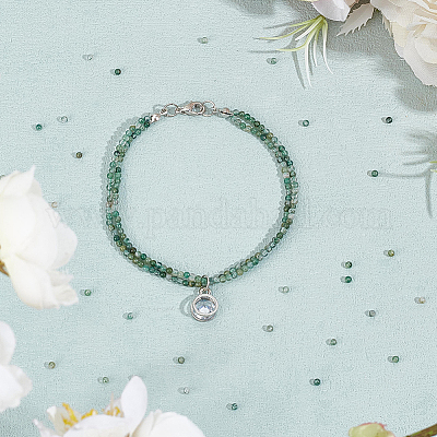 2 нити натуральных бусин из мохового агата G-OC0005-64-1