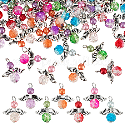 56 шт. 7-х цветные подвески из стекла с эффектом кракле PALLOY-PH01812-1