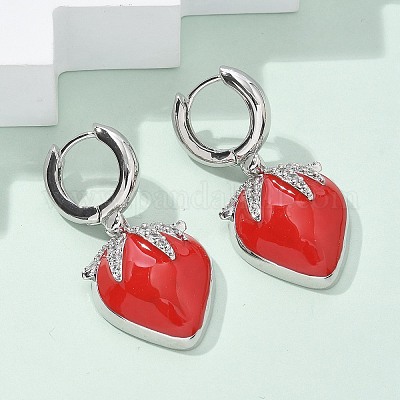 Латунные микро проложить серьги обруча кубического циркония EJEW-R016-09P-1