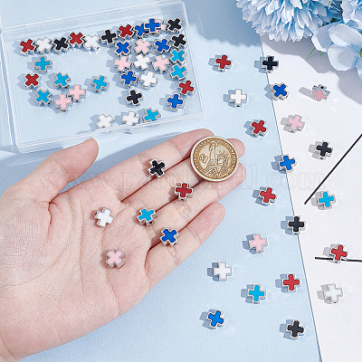 60шт 6 цвета сплава эмалевые бусины FIND-UN0007-17-1