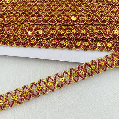 Волнистая кружевная лента длиной 12 м с цветочной филигранью и пайетками. OCOR-WH0078-105-1