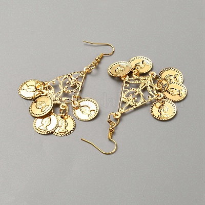 Сплав плоские круглые подвески кластер нагрудник ожерелье и кольцо браслет и висячие серьги и головные уборы SJEW-WH0002-06-1