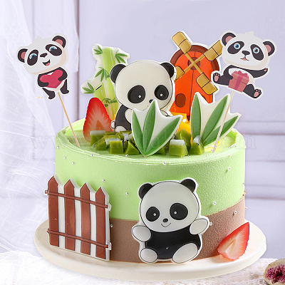 Premium AI Image | 3D Vanilla caramel cake with a panda on top