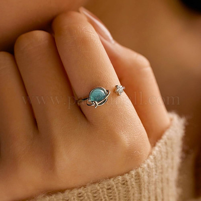 Кольца-манжеты из стерлингового серебра с кубическим цирконием и вращающимся стеклом FS-WG9C688-01-1