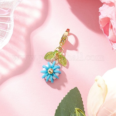 7 шт. подвески из полимерной глины и стекла в виде цветка HJEW-MZ00327-1