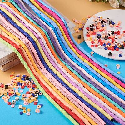 Плоские круглые бусины из глины ручной работы полимерные CLAY-SZ0001-70-1