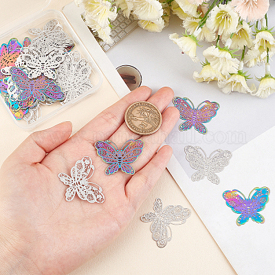 40 шт. 2-цветное ионное покрытие (IP) 201 филигранные соединительные звенья из нержавеющей стали STAS-DC0005-38-1