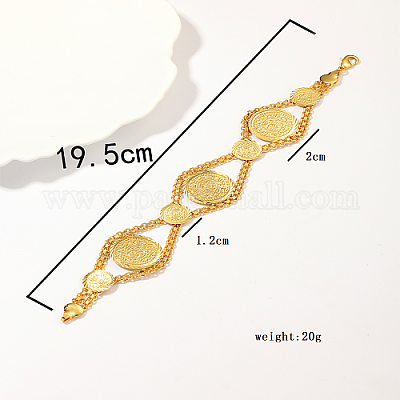 Женские браслеты-цепочки из латуни с ромбами и плоскими круглыми звеньями GY9986-1-1
