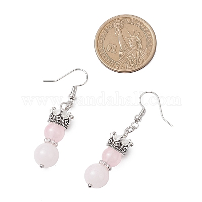 Серьги с подвесками из искусственного нефритового стекла с росписью в запекании EJEW-JE06619-03-1