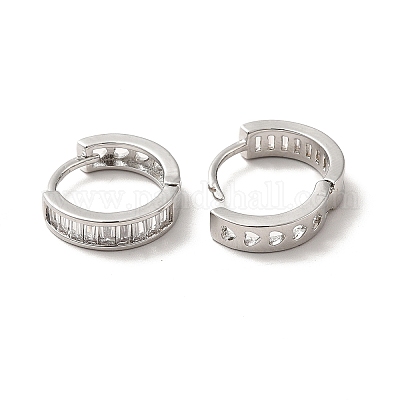 Прямоугольные серьги-кольца из прозрачного кубического циркония EJEW-C050-02P-1