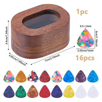 1 шт. овальные деревянные коробки для хранения медиаторов с магнитными крышками с видимым окошком OBOX-DC0001-04-1