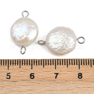 Плоские круглые подвески-соединители из натурального пресноводного жемчуга Кеши STAS-D378-20P-1