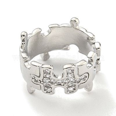 Открытые кольца-манжеты из латуни с микро-паве и кубическим цирконием для женщин RJEW-I103-005P-1