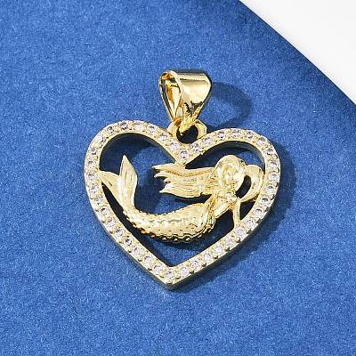 Комплект из латунного кулона и серег-гвоздиков с микропаве из кубических цирконий для женщин SJEW-F227-01M-G-1