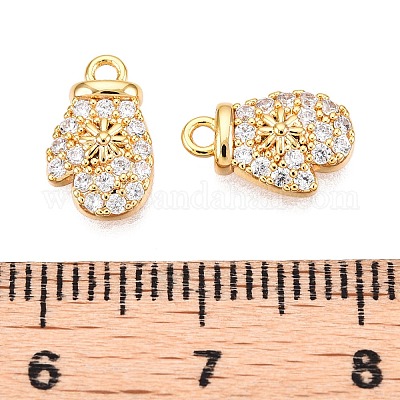 Подвески из прозрачного кубического циркония с микропаве из латуни на рождественскую тематику KK-T073-12G-1