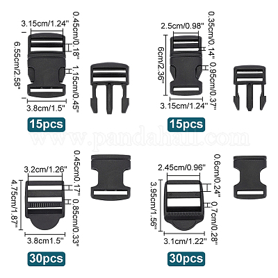 90 шт. 4 стиля пластиковых застежек-слайдеров с лестничным замком и боковых застежек-застежек KY-WR0001-02-1