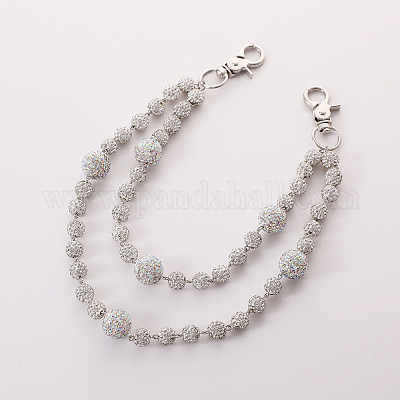 Двухслойные цепочки для брюк из полимерной глины с круглыми бусинами и стразами FS-WG9506A-08-1