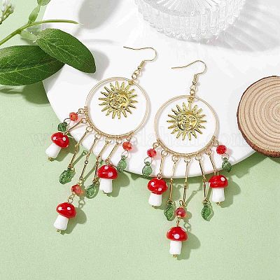 Серьги-люстры в форме солнца из нержавеющей стали 304 EJEW-JE05674-02-1