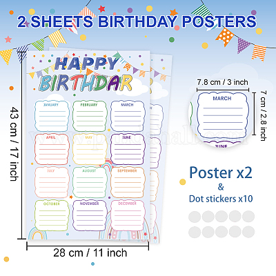 2шт многоразовые плакаты с надписью «С Днем Рождения» AJEW-WH0671-002-1