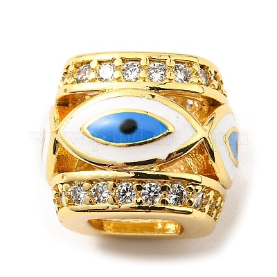 Реечное покрытие латунь микро паве кубический цирконий европейские бусины KK-M247-34G-05-1