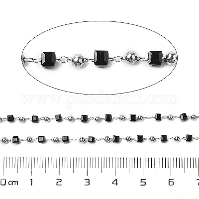 Кубическое стекло и 201 цепь из нержавеющей стали с бусинами CHS-A015-04P-1