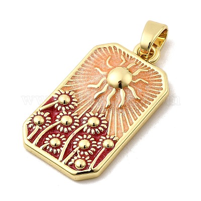 Прямоугольник с подвесками из латуни в форме солнца KK-C134-35G-1