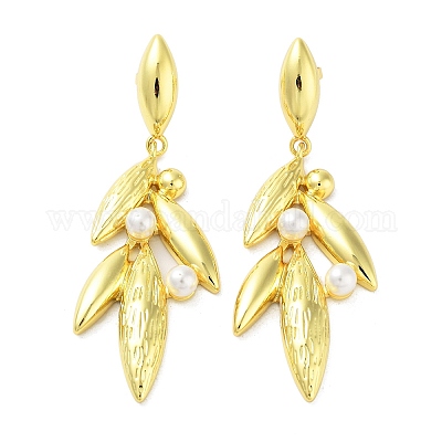 Серьги-гвоздики из латуни с реечным покрытием EJEW-A038-07G-1