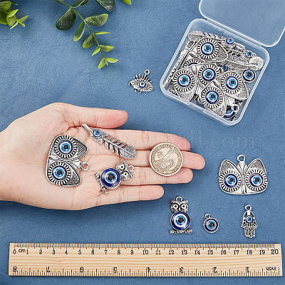 Wholesale SUNNYCLUE 1 Box 30Pcs Gothic Charms Evil Eye Charms Hand