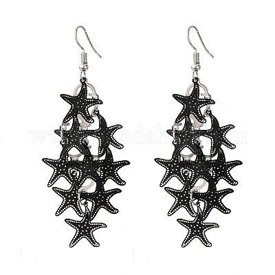 Серьги-подвески в виде морских звезд из нержавеющей стали 430 EJEW-A137-11EB-1
