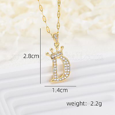 Латунные микропаве прозрачные кубические цирконии корона инициал кулон ожерелья FS-WGD727C-04-1