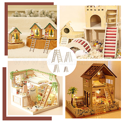 40 шт. 4 необработанных деревянных мини-лестницы WOOD-OC0003-63-1